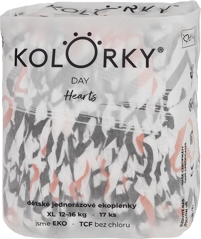 Kolorky DAY Srdce vel. XL (12-16 kg) 17 ks