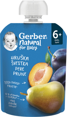 Gerber Natural kapsička hruška a švestka 90 g