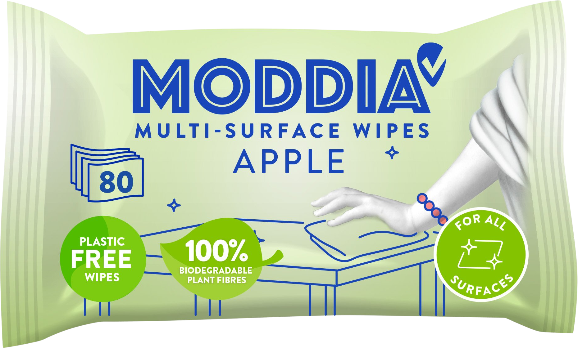 Moddia Vlhčené úklidové ubrousky jablko 80 ks