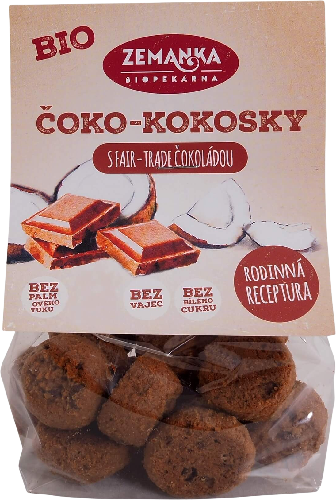 Zemanka Biopekárna BIO čoko-kokosky s Fairtrade čokoládou 100 g