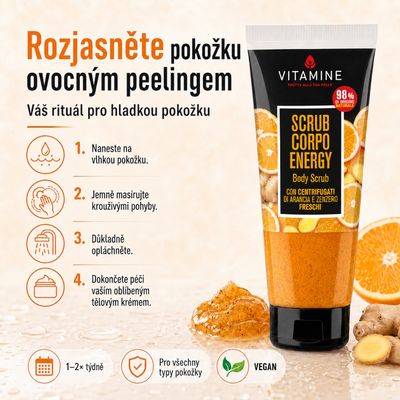 Erboristica Vitamine Energy tělový peeling pomeranč a zázvor 200 ml