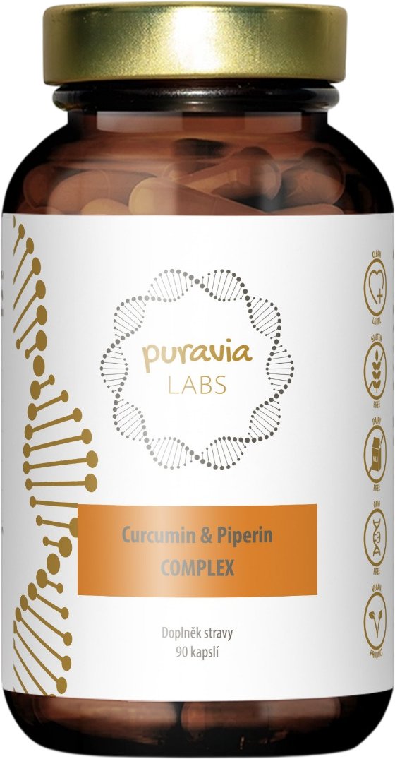 Puravia LABS Kurkumin & piperin komplex 90 kapslí