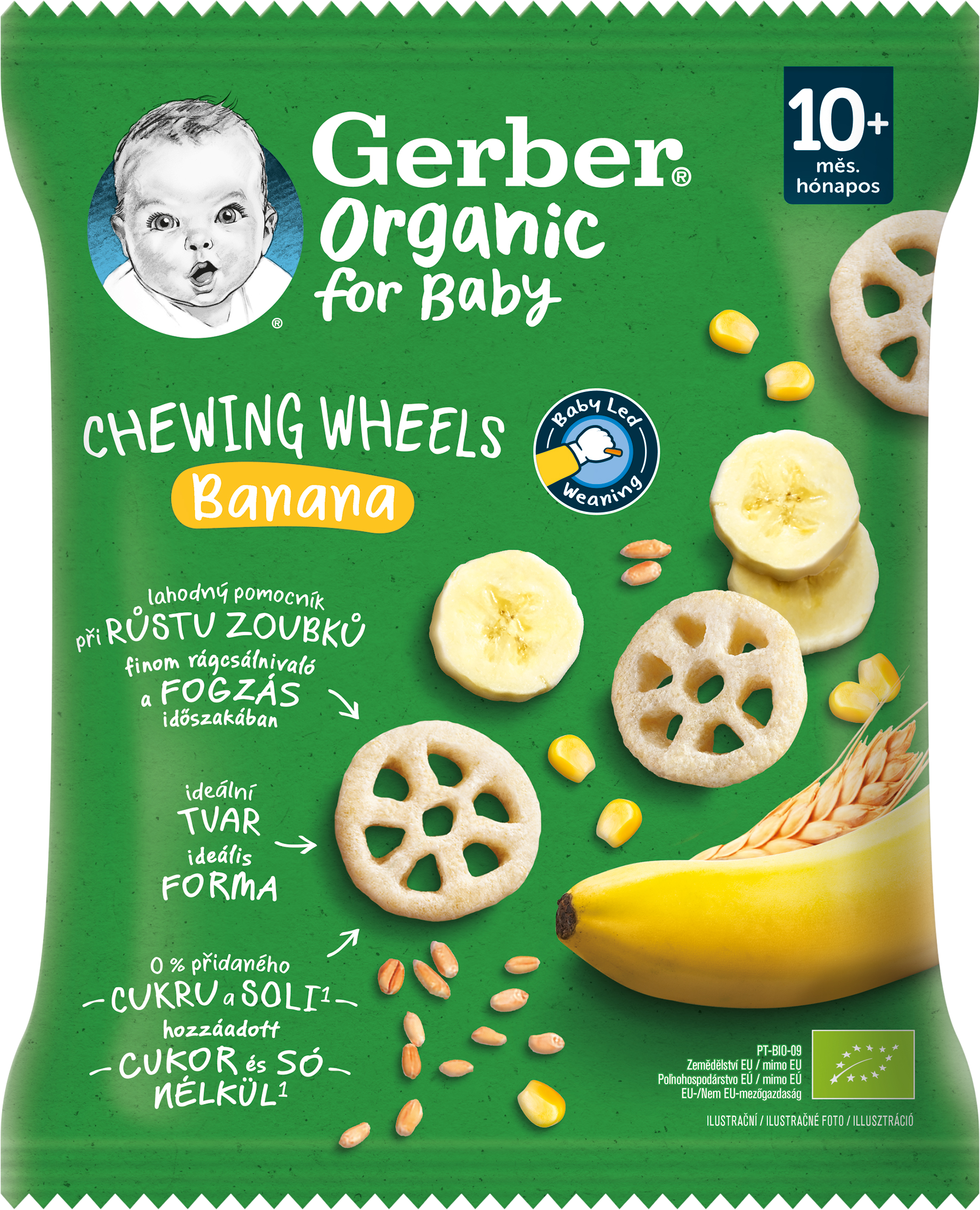 Gerber Organic chewing wheels křupavá kolečka s banánem 28 g