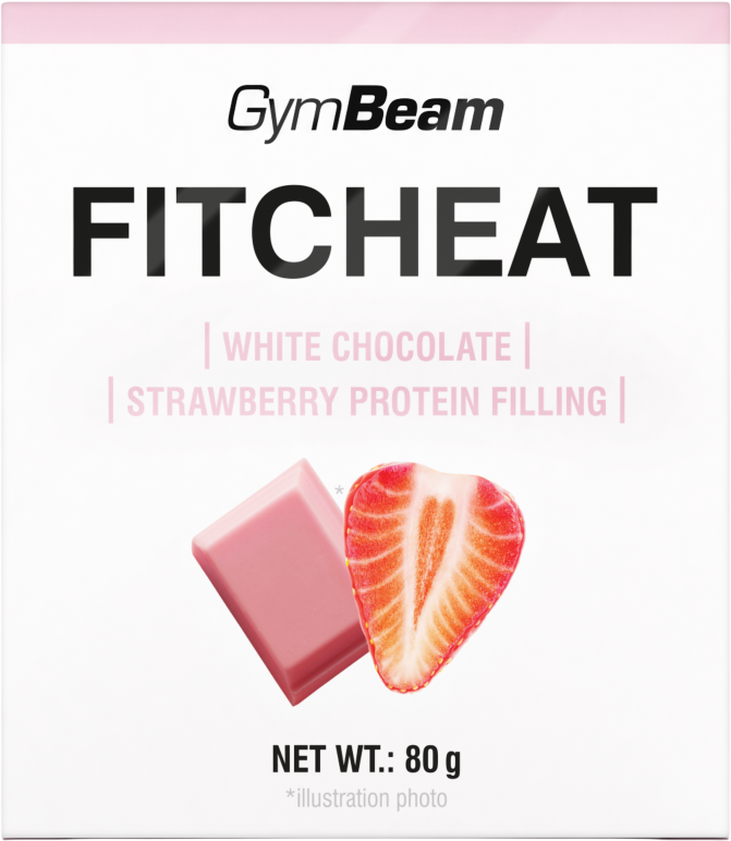 GymBeam Fitcheat Protein Chocolate Bar white chocolate strawberry 90 g