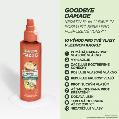 Garnier Fructis Goodbye Damage 10v1 bezoplachový sprej s keratinem, 150 ml