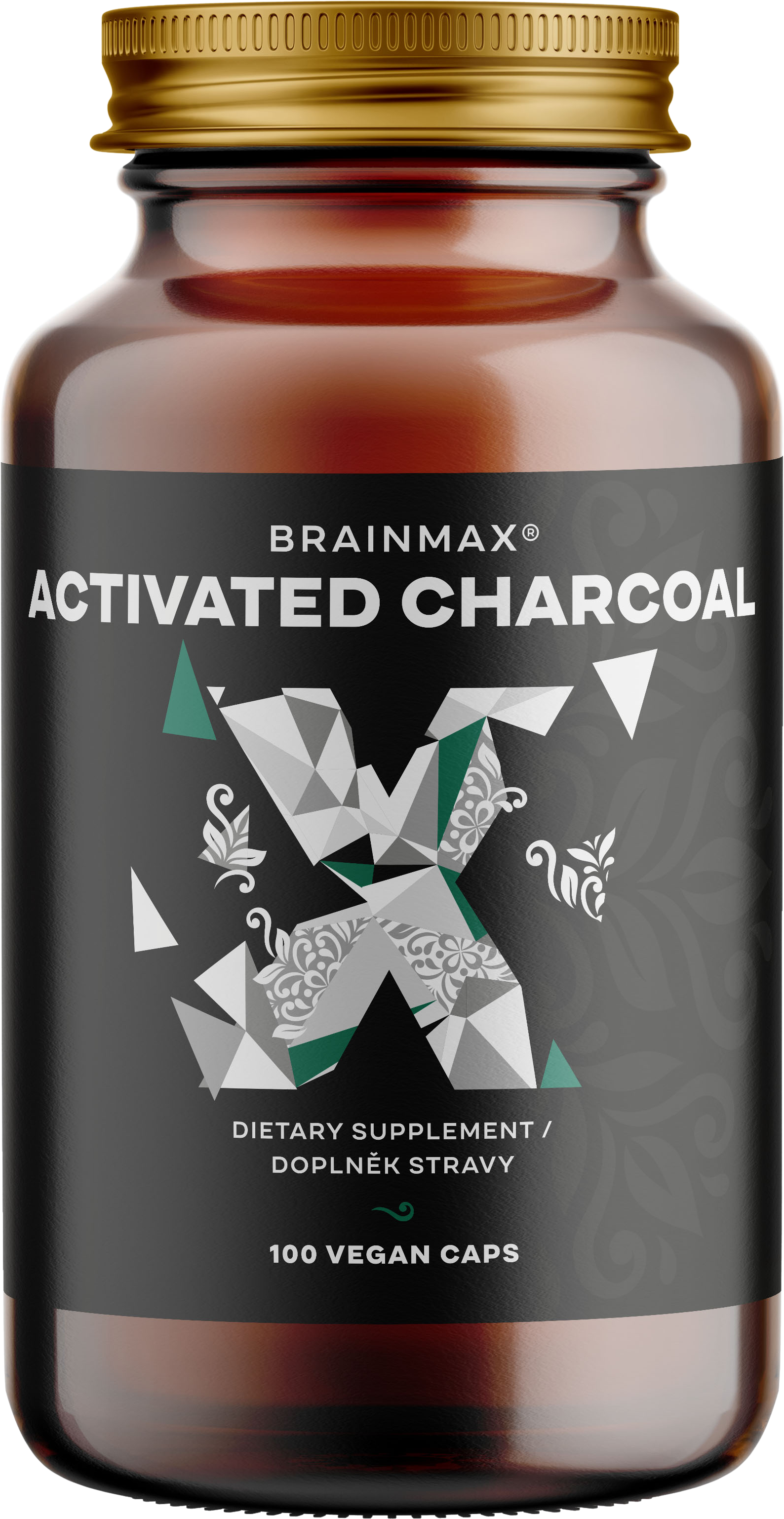 BrainMax Activated Charcoal, aktivní uhlí z kokosových skořápek 100 kapslí