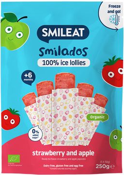 Smileat BIO 100% ovocné zmrzlinky k zamražení jahoda & jablko 6M+ 5 x 50 g