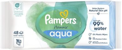 Pampers Harmonie Aqua Plastic Free Vlhčené ubrousky 48 ks