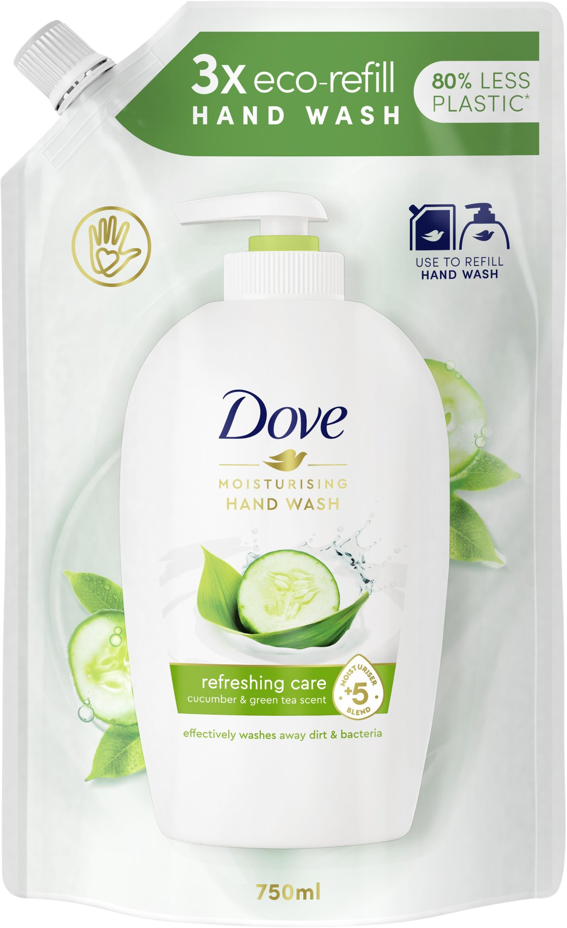 Dove Refreshing Care Tekuté mýdlo náhradní náplň 750 ml