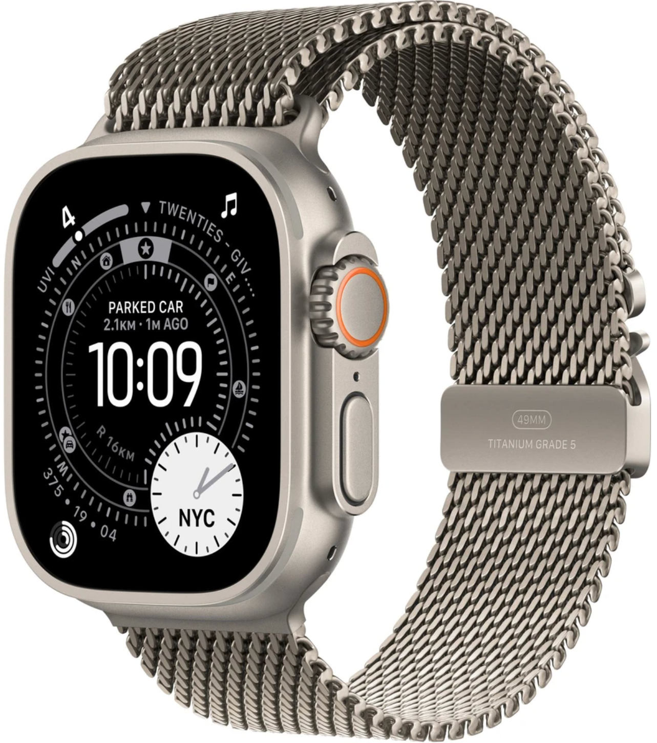 Apple Watch Ultra 3 GPS + Cellular 49mm přírodní titan - přírodní titanový milánský tah - L