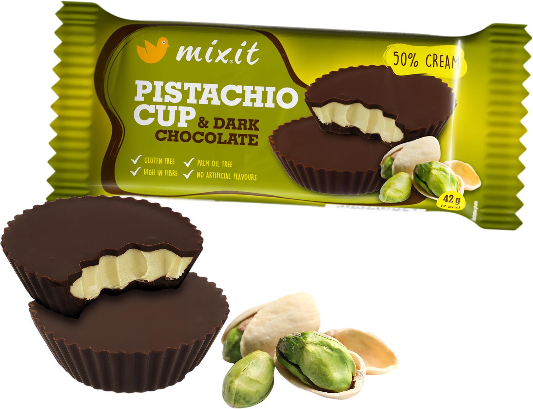 Mixit Cup – Pistácie & hořká čokoláda 42 g