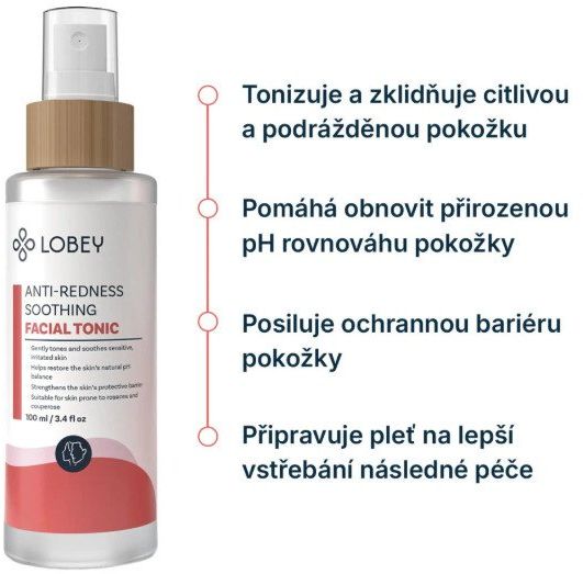 Lobey Zklidňující pleťové tonikum na začervenání pleti 100 ml