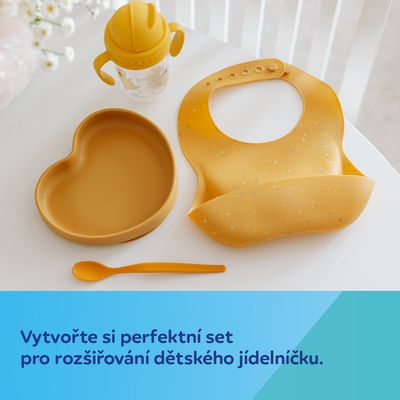 Canpol babies Bryndák silikonový s kapsou Dots žlutý