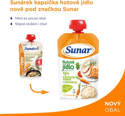Sunar příkrm rýže s kuřecím masem a zeleninou 6m+ 120 g