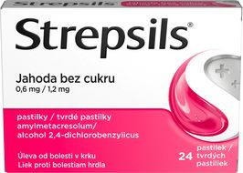 Strepsils Jahoda bez cukru 0.6 mg/1.2 mg 24 pastilek
