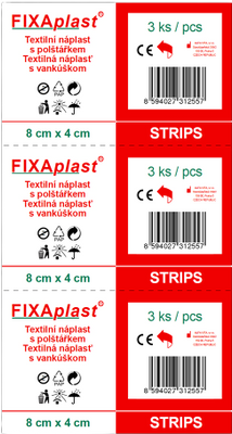 Fixaplast Náplast strip 8x4cm 3 kusy 3 ks