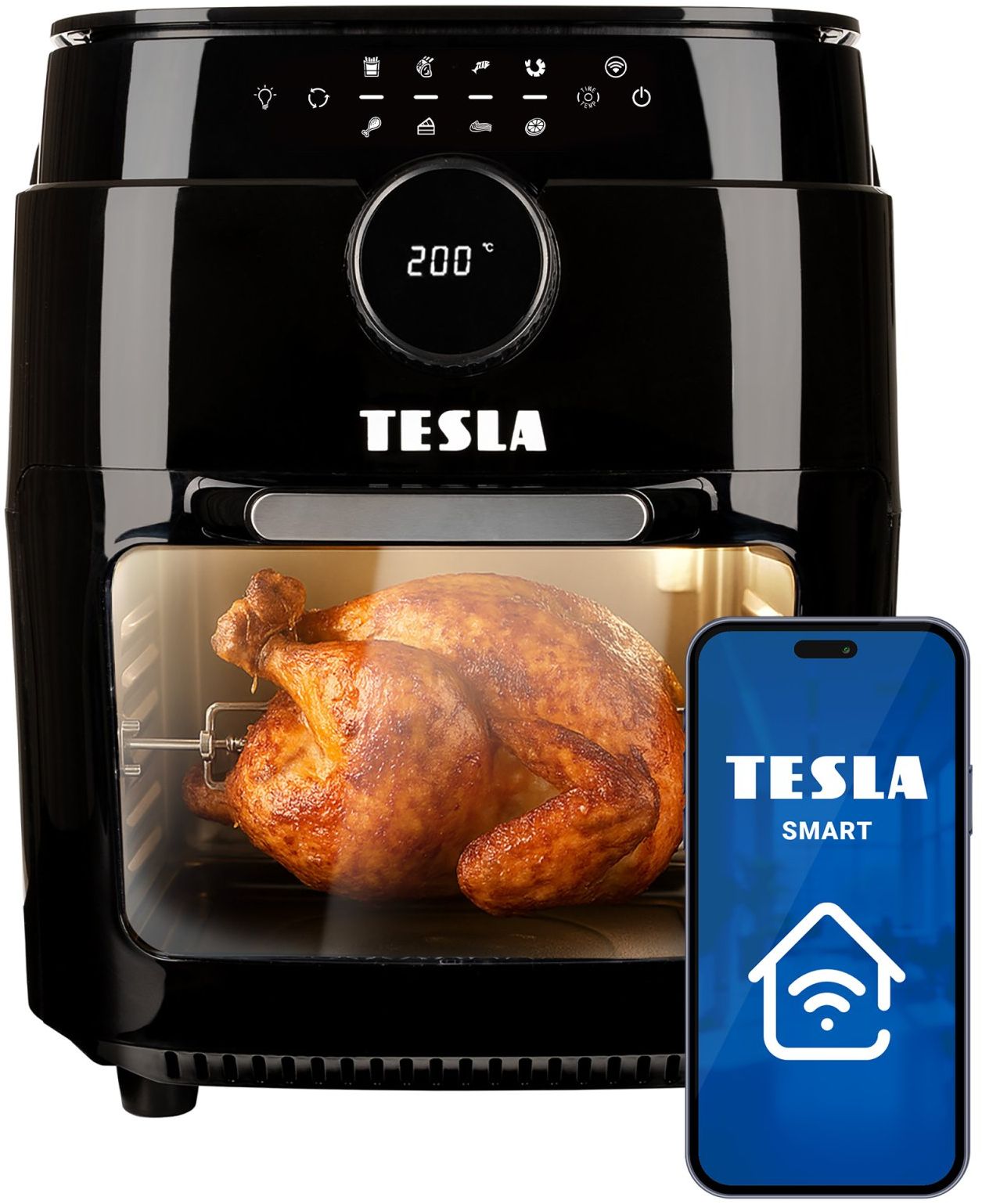 Tesla AirCook & Grill QG800 WiFi - multifunkční digitální horkovzdušná fritéza s grilem