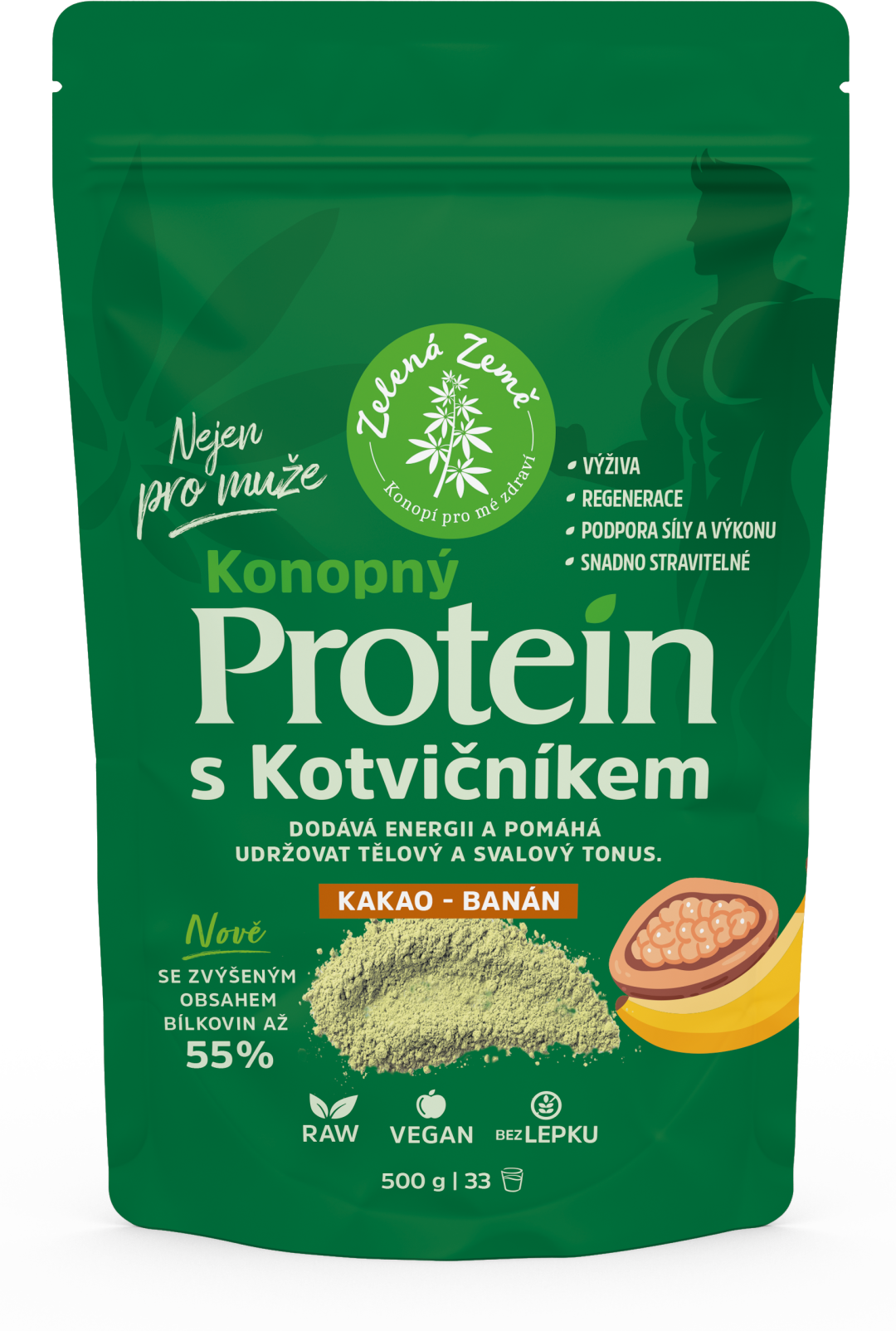 Zelená Země Konopný protein s kotvičníkem EXTRA 1 x 500 g