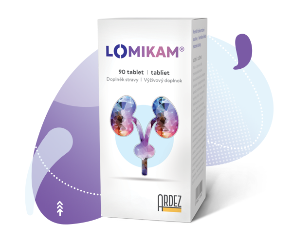 Lomikam, unikátní kombinace pro močový měchýř a ledviny, doplněk stravy, citráty, Phyllanthus niuri - normální funkce močové soustavu a toku moči, Chrysanthellum americanum, příznivý vliv na oběhovou soustavu, Ulevuje od pocitu těžkých nohou., výhodné balení na tři měsíce