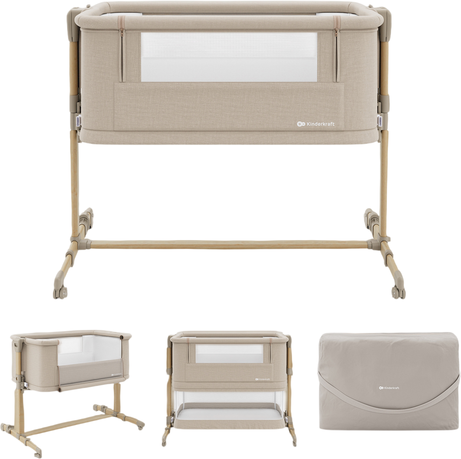 Kinderkraft Postýlka polohovací Nestee Grow 2 Beige Wood 1 ks