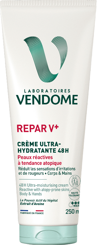 Vendome REPAR V+ Hydratační krém 48h pro atopickou pokožku 250 ml