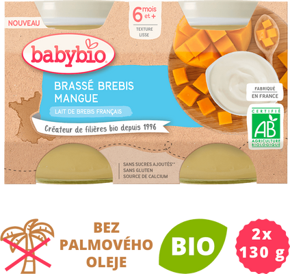 Babybio Brassé z ovčího mléka mango 2 x 130 g