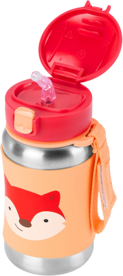 Skip Hop Spark Style Láhev s brčkem na vodu nerez Liška 12m+ 350 ml