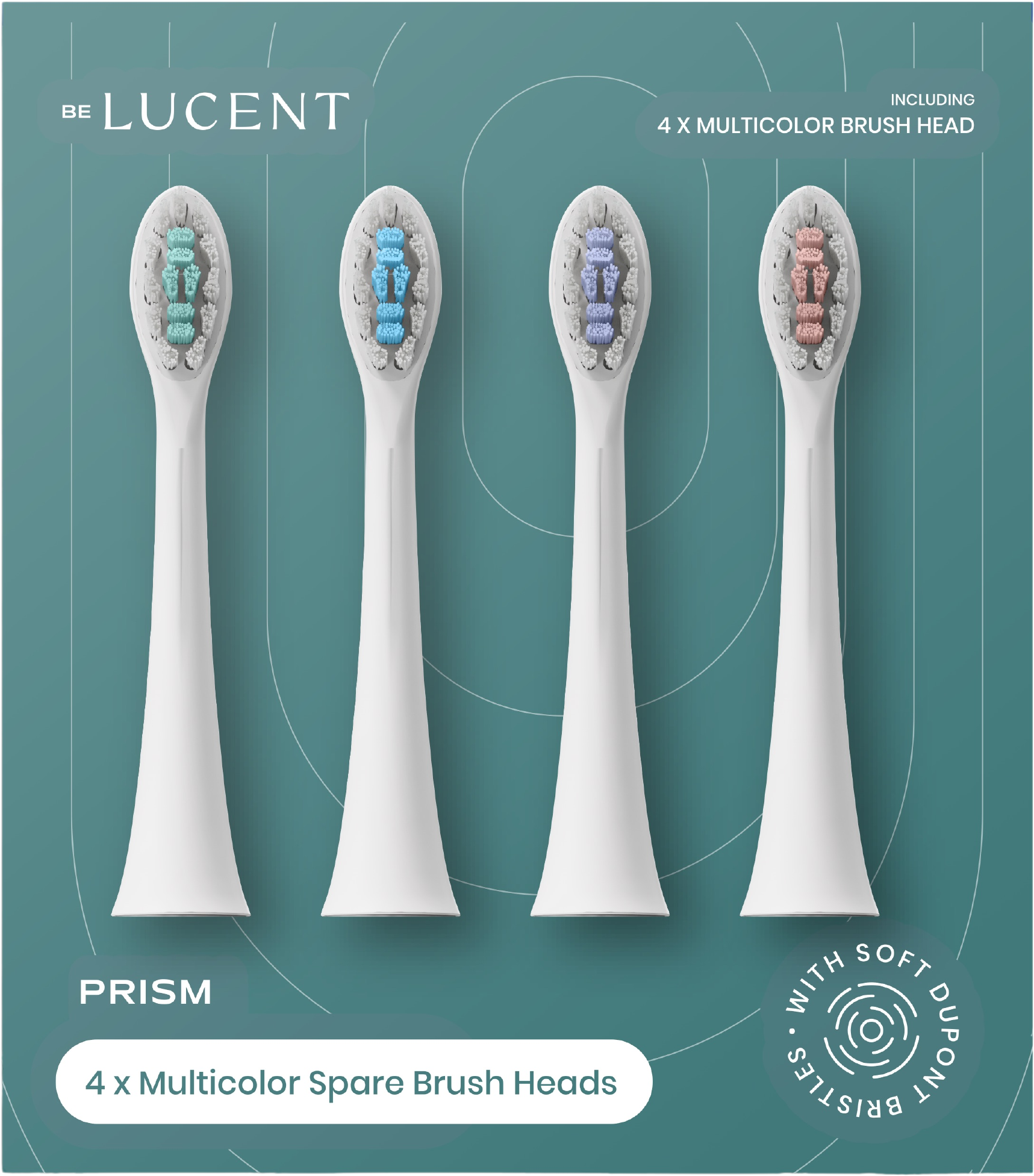 Be Lucent Prism Sonic Toothbrush Heads, multicolor 4 ks