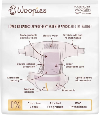 Woopies dětské EKO pleny Medium 9 - 14 kg Wooden Spoon 30 ks