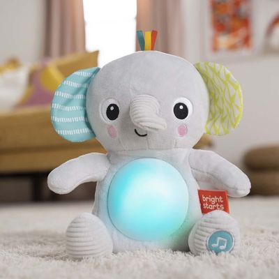 Bright Starts Hračka plyšová hudební svítící Hug-a-bye Baby™ sloník 0m+
