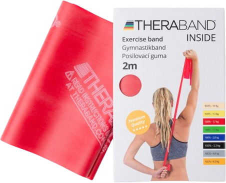 Theraband Inside posilovací guma, červená, středně silná 2 m