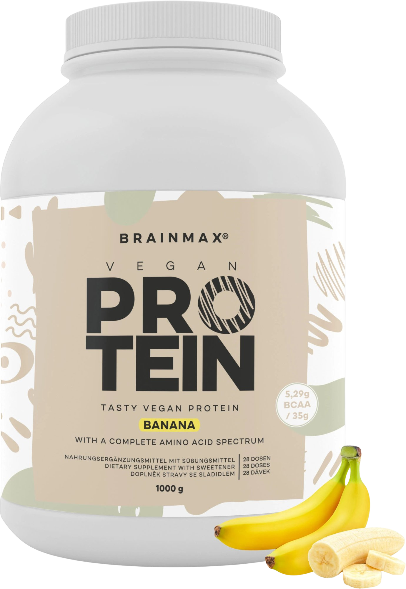 BrainMax Vegan protein banán 1000 g