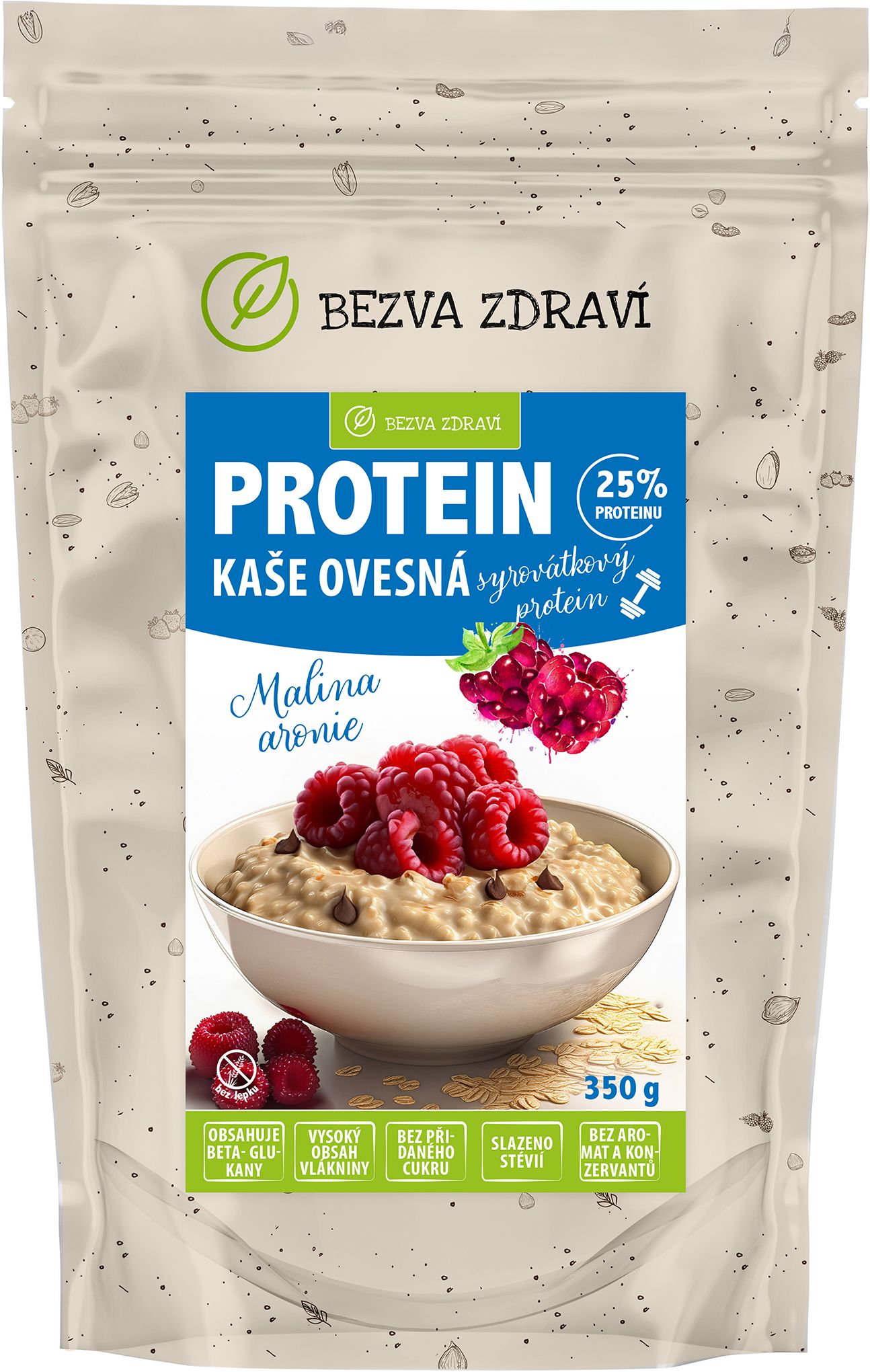 Bezva müsli Proteinová ovesná kaše s malinami 350 g