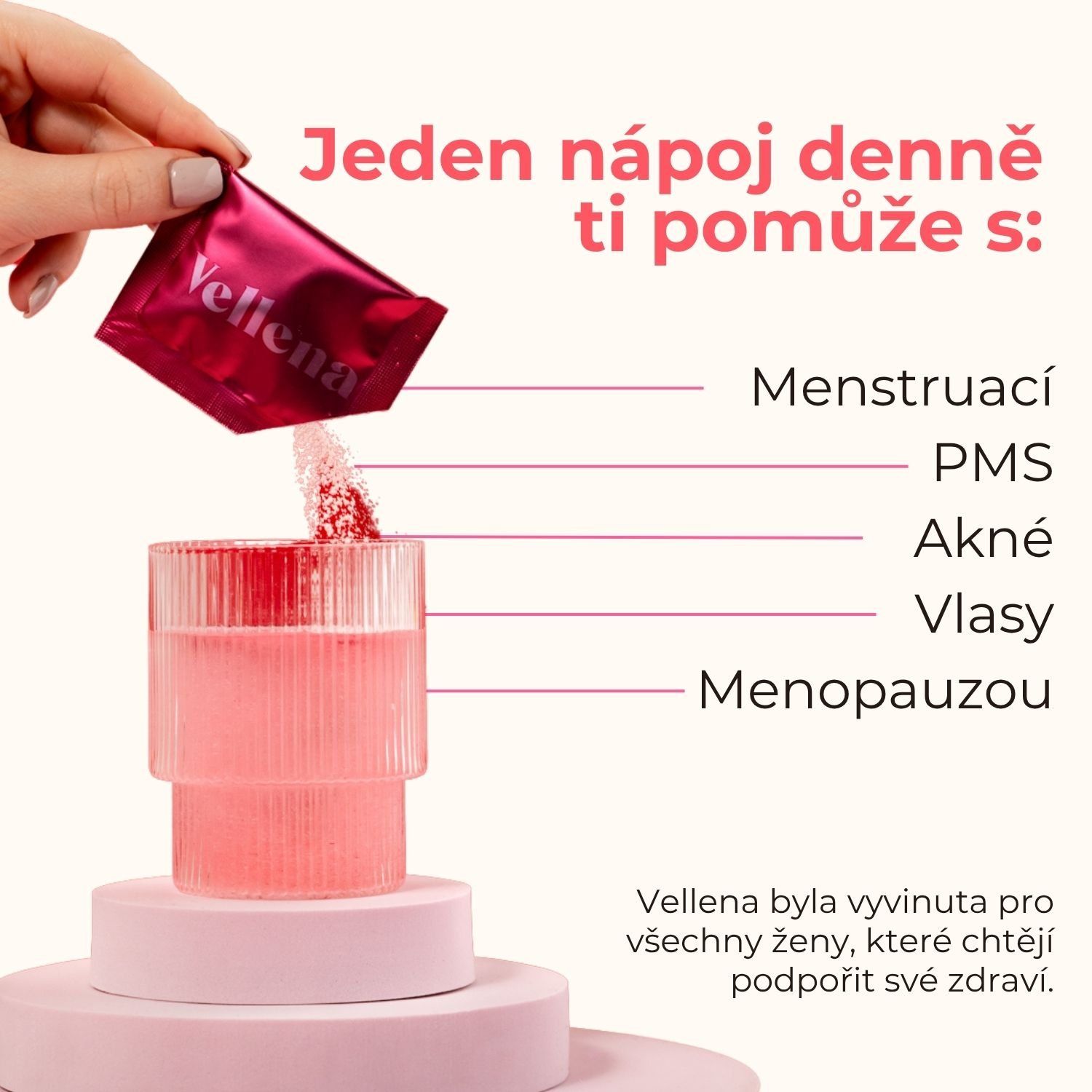 Vellena Ženské zdraví nápoj Raspberry Kiss 30 sáčků
