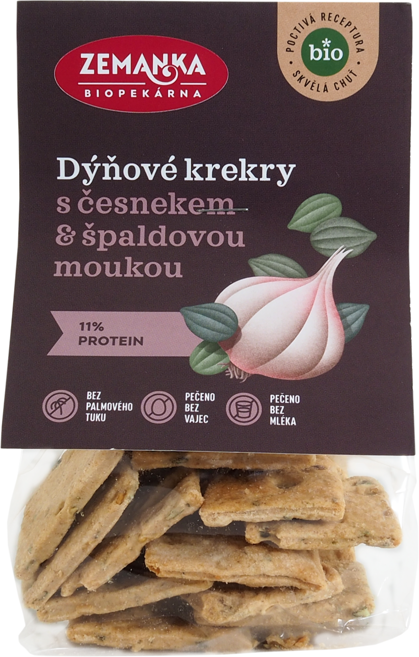Zemanka Biopekárna Špaldové krekry s dýňovým semínkem a česnekem 100 g