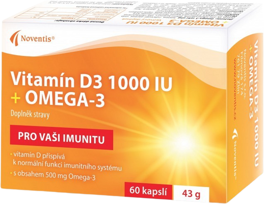 Noventis Vitamín D3 1000 IU + Omega-3, 60 kapslí