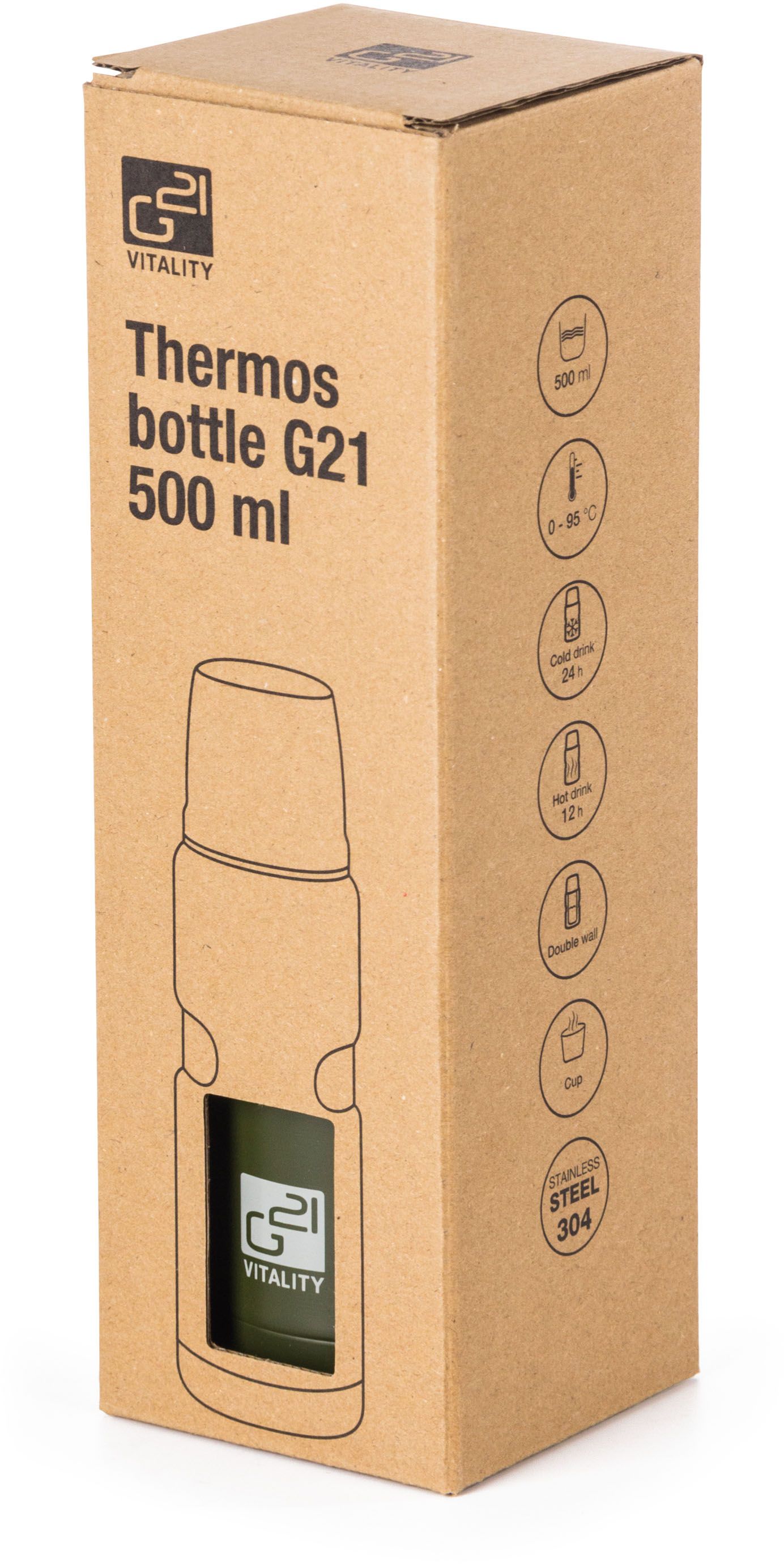 G21 Termoska na pití, khaki zelená 500 ml