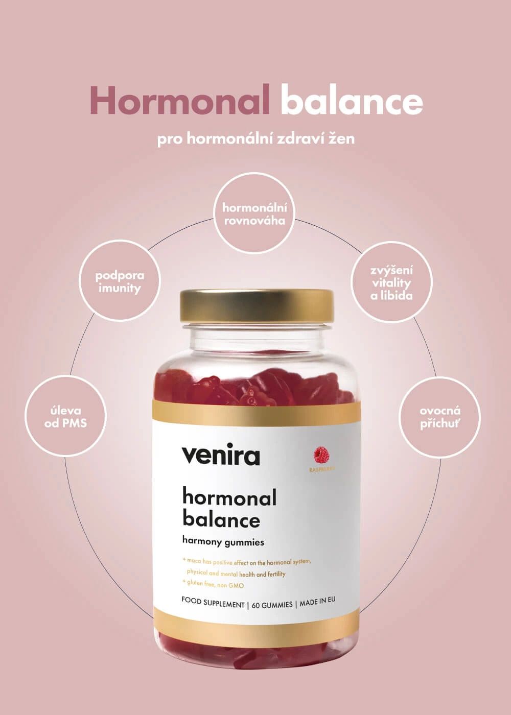Venira hormonální rovnováha - medvídci pro hormonální rovnováhu malina 60 ks