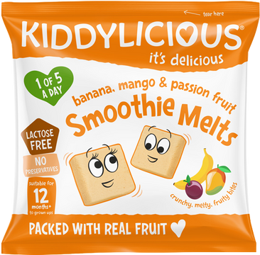 Kiddylicious Ovocné polštářky z banánu, manga a marakuji 6 g