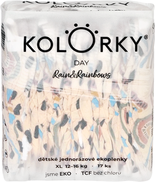 Kolorky DAY Déšť a duhy vel. XL (12-16 kg) 17 ks