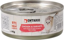 Ontario Konzerva Kitten kuřecí kousky s krevetami 95 g