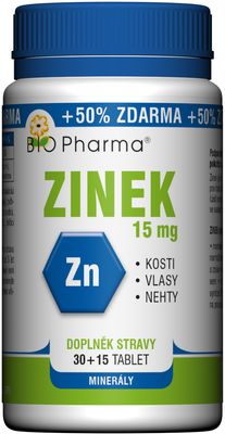 Bio Pharma Zinek 15 mg 45 tablet
