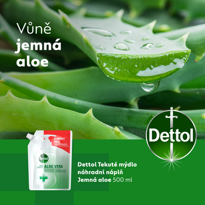 Dettol Mýdlo tekuté Náhradní náplň Aloe Vera a vitamín E 500 ml