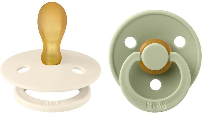BIBS Colour dudlíky z přírodního kaučuku - velikost 3 Sage / Ivory 2 ks