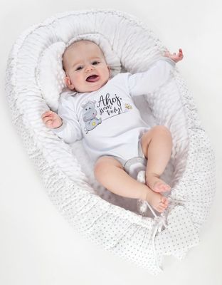 New Baby Luxusní hnízdečko s polštářkem a peřinkou Srdíčko bílé