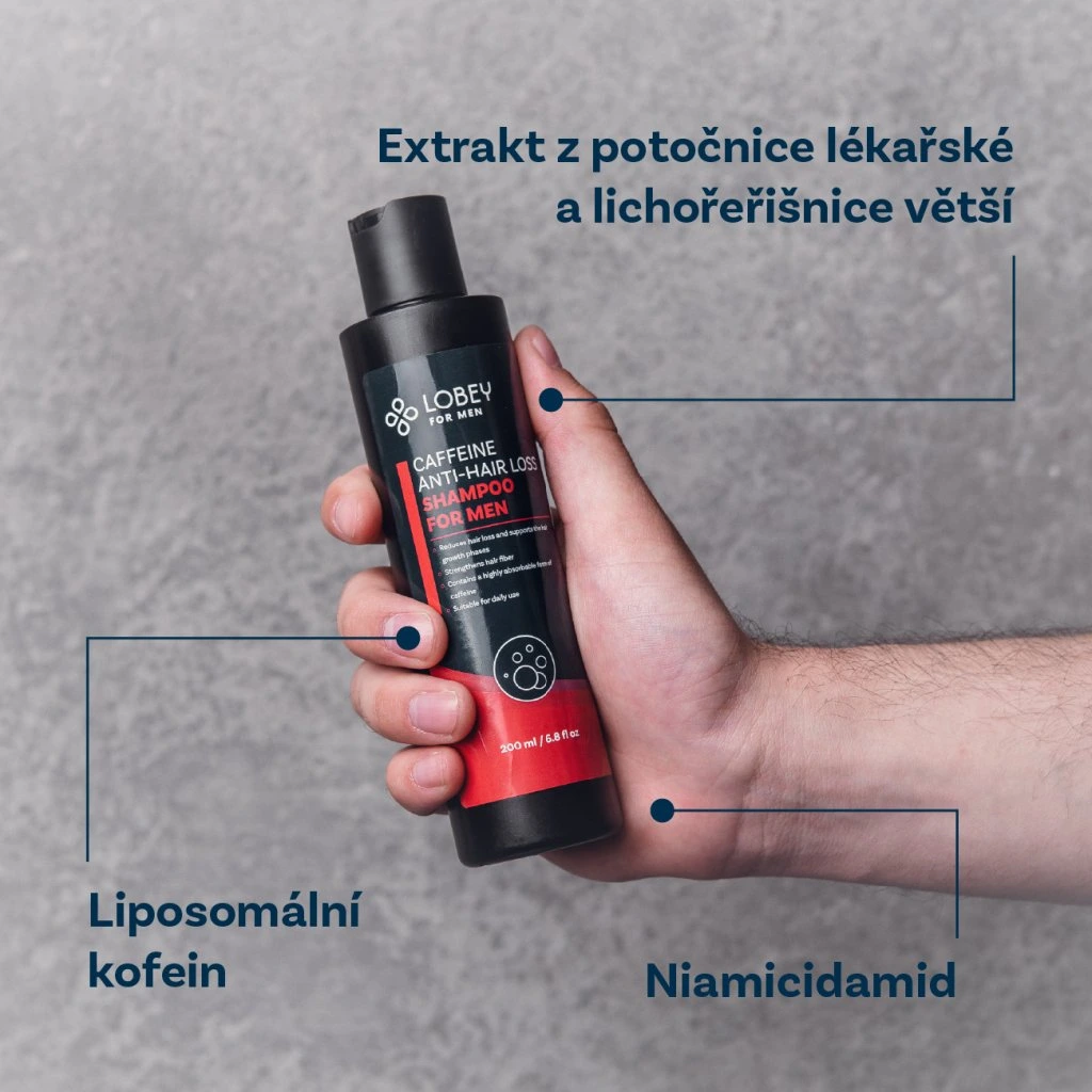 Lobey Kofeinový šampon proti padání vlasů pro muže 200 ml