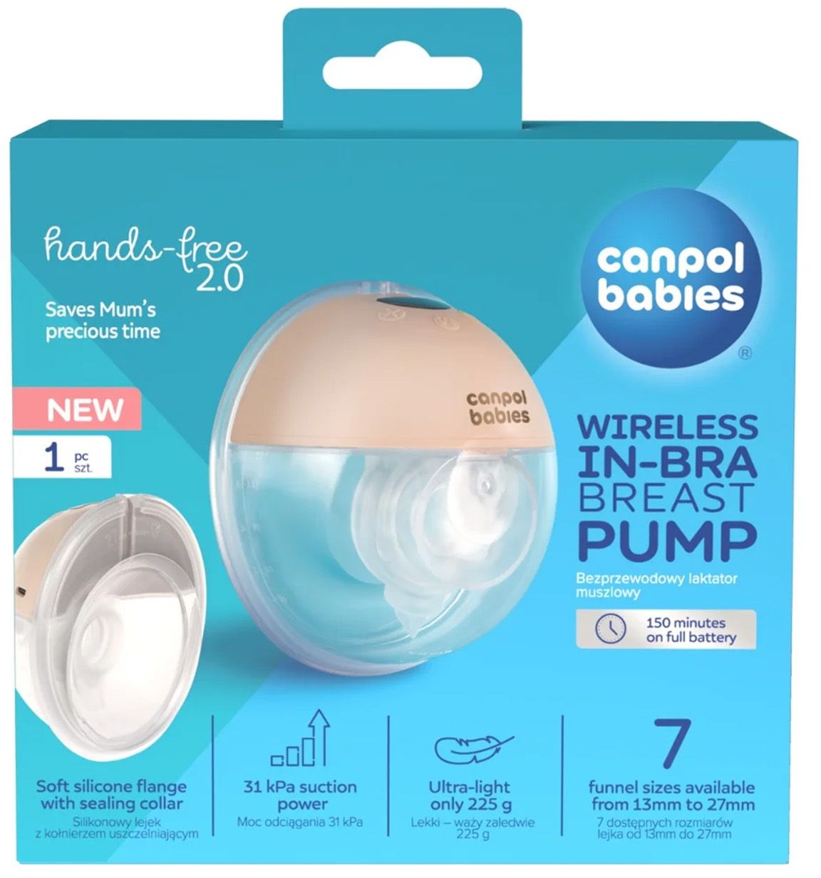 Canpol babies Elektrická odsávačka mateřského mléka do podprsenky Hands-Free 2.0 150 ml