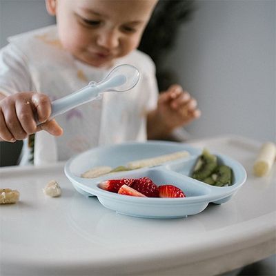BabyOno Talíř silikonový s přísavkou - blue 6m+
