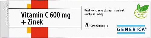 Generica Vitamin C 600 mg + Zinok 20 šumivých tablet