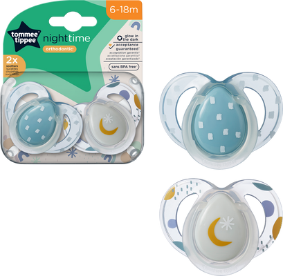 Tommee Tippee Šidítko C2N silikon Night 6-18m 2 ks